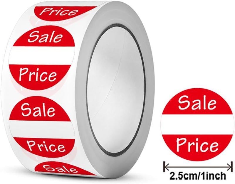 CHIMNE 1000 Red Price Labels, 1 Inch Round Yard & Garage Sale Stickers, Retail Store Tags - Image 2
